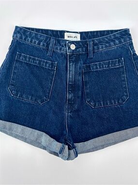 Rolla’s High Rise Denim Shorts Dusters Blue Relaxed Fit Cuffed Festival Summer